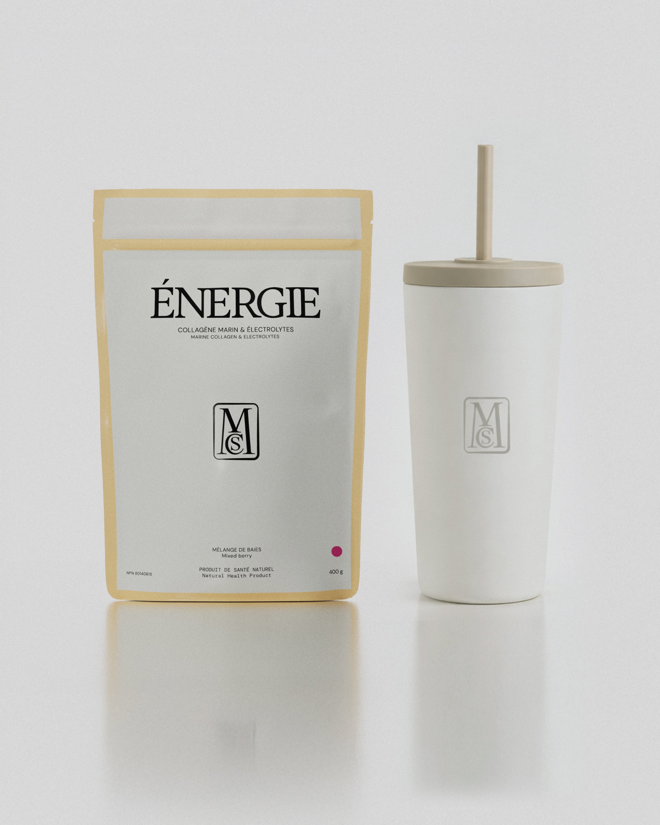 Duo St-Valentin - collagène marin et électrolytes ÉNERGIE 400 g + gobelet