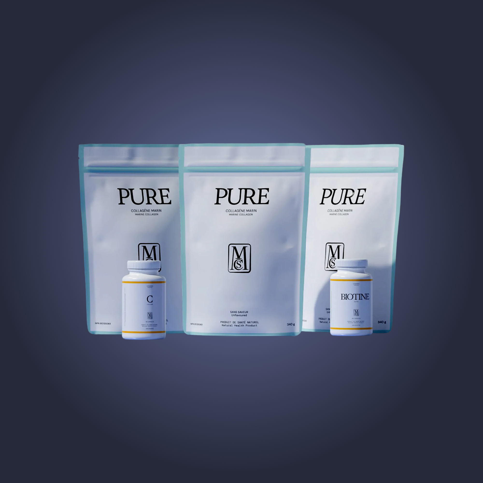 3 sacs de Collagène marin PURE + Biotine + Vitamine C