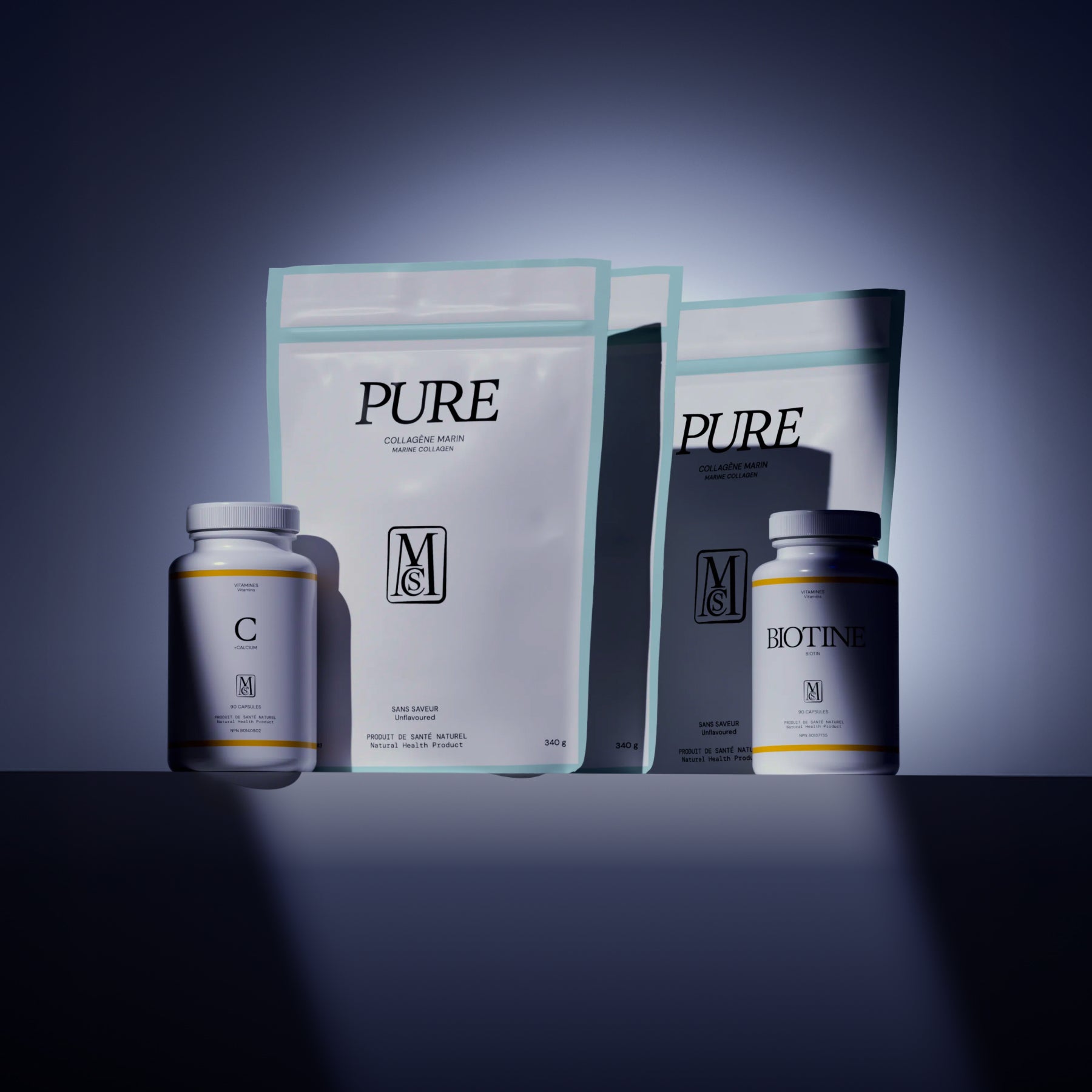 3 sacs de Collagène marin PURE + Biotine + Vitamine C