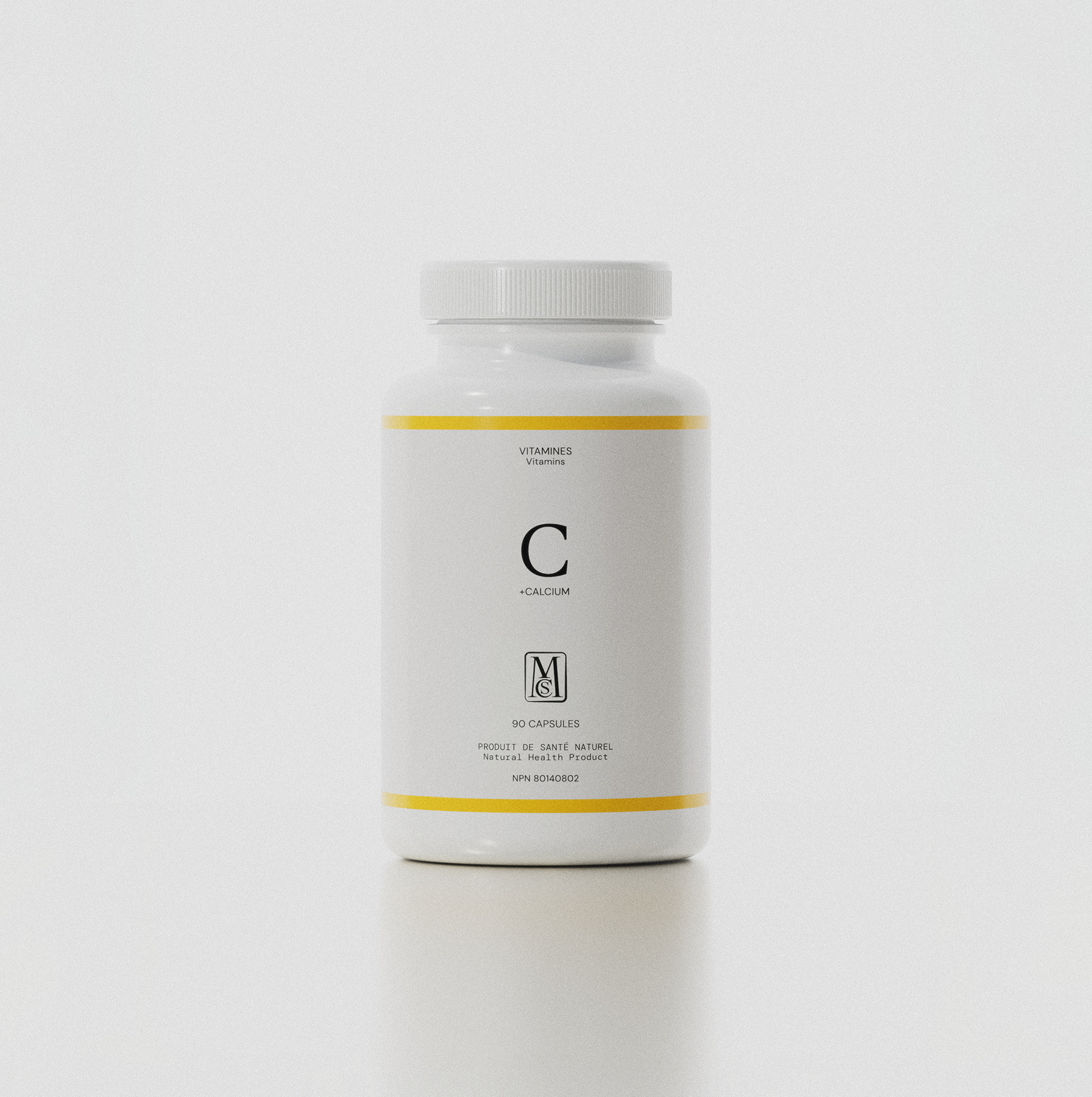 Flacon de vitamine C avec calcium MCS, complément alimentaire naturel de 90 capsules