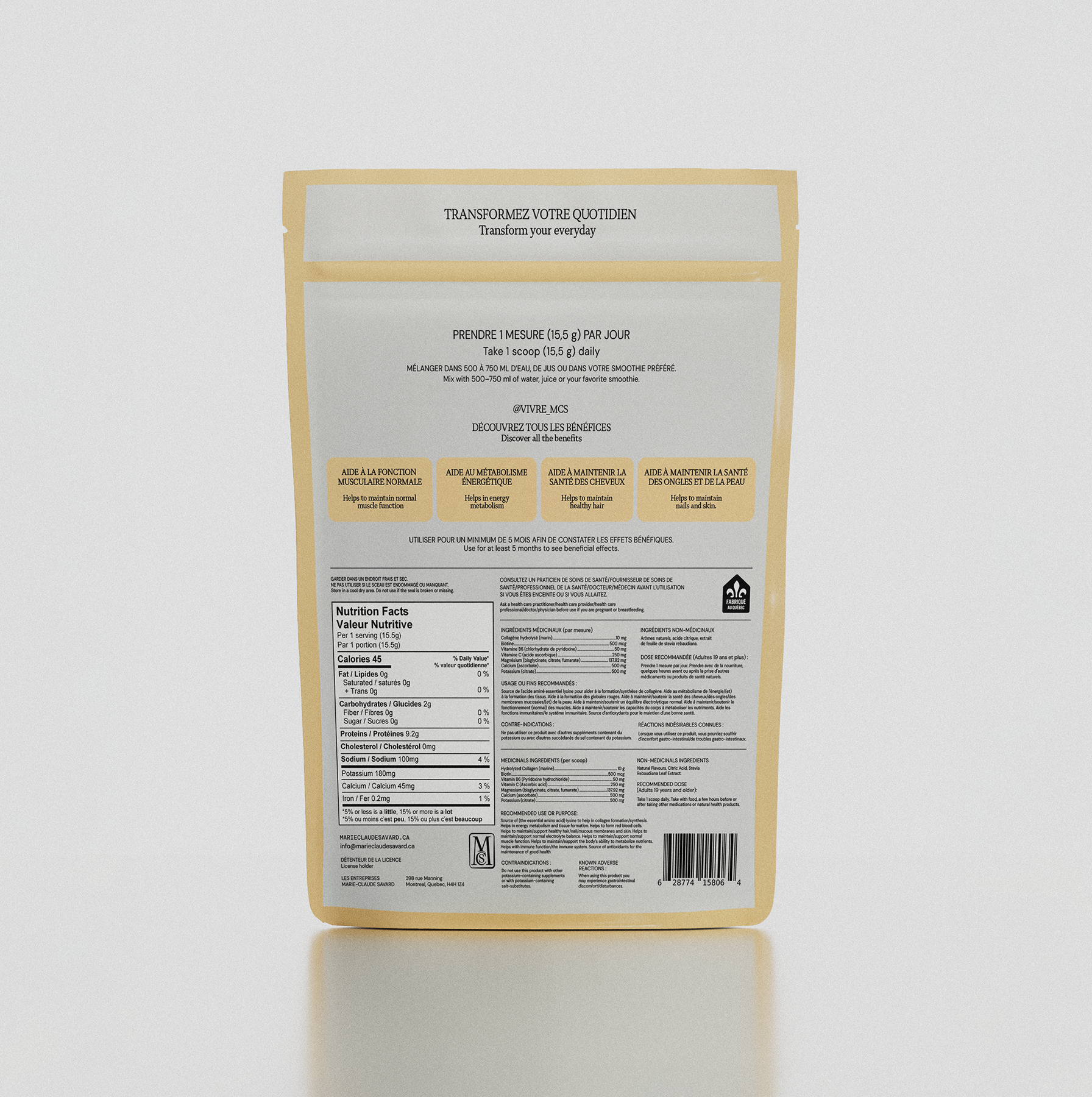 Sac de collagène Énergie, collagène marin et électrolytes, saveur mélange de baies