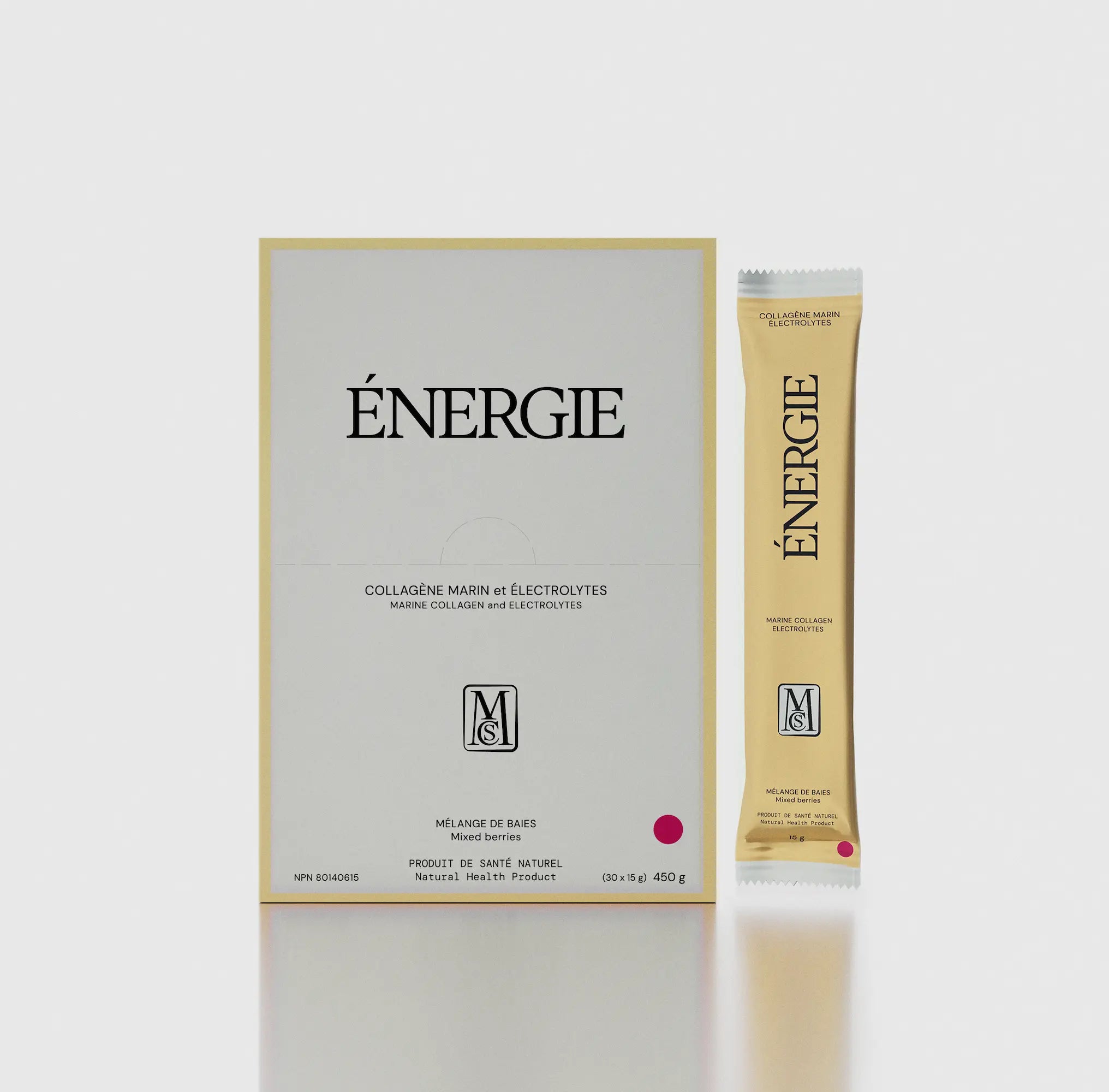 sachet pure mcs de collagène marin avec cafetière blanche, complément alimentaire naturel et accessoire bien-être