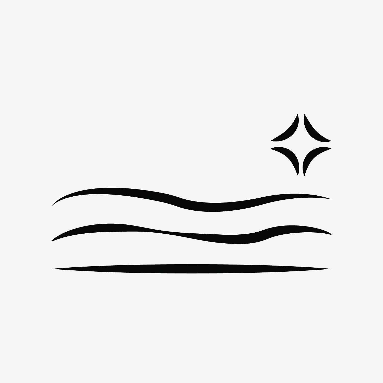 icône minimaliste représentant la peau avec des lignes ondulées et une étincelle de brillance